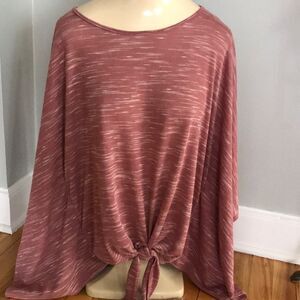 Fotia marled dusty rose/white knit shawl-like top